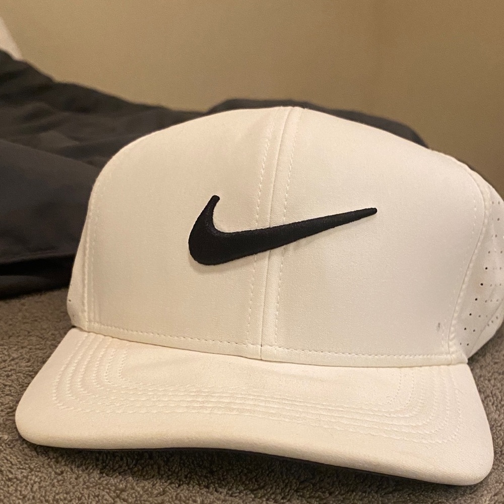 Nike White Hat with Black Swoosh